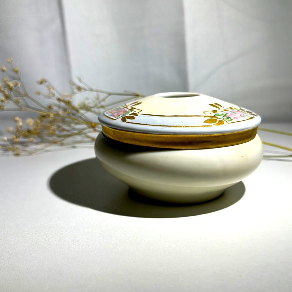 Antique Bavaria Porcelain Hand Painted Signed Hair Receiver